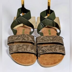 ✨ Muk Luks Women’s Sandals – Taupe / Olive Floral ✨Size: Women’s 8